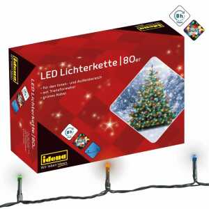 LED-Lichterkette 80er bunt,f.Außen u.Innen, 16m, Zuleitung 8m,