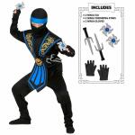 Kinderkostüm Kombat Ninja Set 12teilig blau Gr.116,