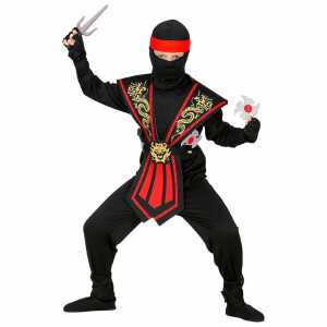 Kinderkostüm Kombat Ninja Set 12teilig rot Gr.128,