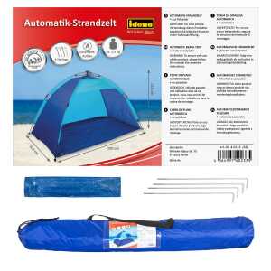 Idena Automatic Strandzelt 190x100x110cm blau/türkis UV40+ Tragetasche