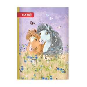 Roth Muttihefte/ Oktavhefte, A6, 64 Seiten liniert, Blumenpferde,