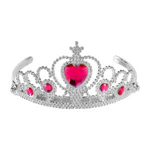 Tiara silber mit pinken Edelsteinen