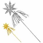 Feenstab Stern 3D mit Glitzer, gold/silber