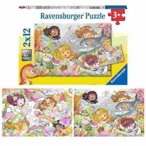 Puzzle 2x 12 Teile Kleine Feen und Meerjungfrauen, ab 3 Jahren