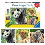 Puzzle 3x 49 Teile Panda Tiger und Löwe, ab 5...