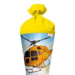 Motiv-Schultüte Helikopter 70cm rund Filzverschluss