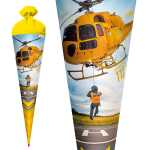 Motiv-Schultüte Helikopter 70cm rund Filzverschluss