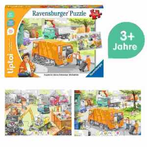 Puzzle 2x 12 Teile tiptoi Müllabfuhr, für kleine Entdecker, ab 3 Jahre
