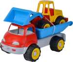 LKW Kipper 35cm rot/blau mit Bagger 29cm blau/gelb, mit...