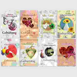 Glückwunschkarten 100 St. Geburtstag 8-fach sort.