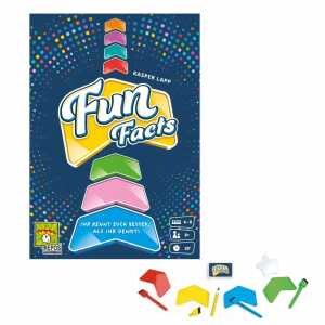 Partyspiel Fun Facts 195 Karten, 8 abwischbare Pfeil-Tafeln, 8 Stifte