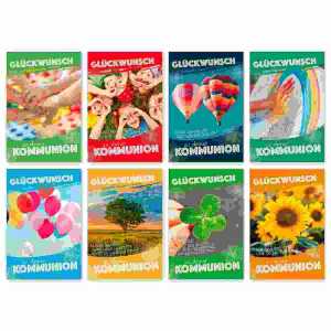 Glückwunschkarten 100er Kommunion sortiert, 8 Motive 4017703041670
