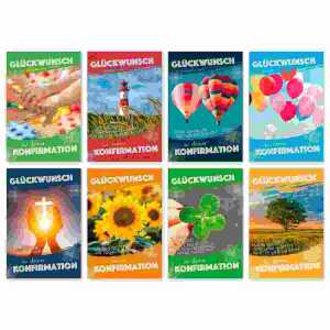 Glückwunschkarten 100er Konfirmation sortiert, 8 Motive 4017703041694