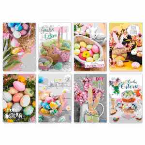 Glückwunschkarten 100er Ostern sortiert, 8 Motive, 4017703041731