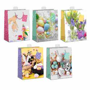 Geschenktasche L bunte Ostermotive, Größe 26x32x12cm, 5 Motive