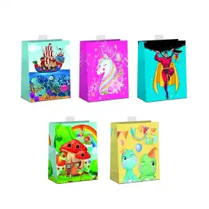 Geschenktasche L bunte Motive für Kinder, Größe 26x32x12cm, 5 Motive