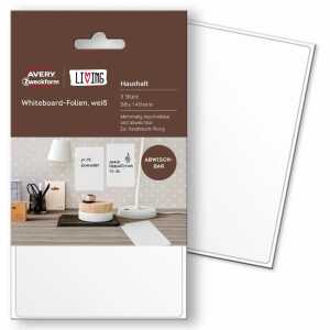Whiteboard Folie 98x149mm weiß wiederablösbar, abwischbar 3 Etiketten
