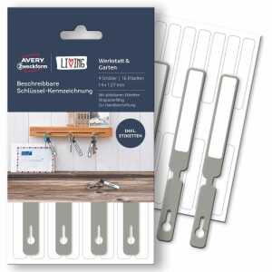 Beschreibbare Schlüssel Kennzeichnung 14x127mm, grau weiß 16 Etiketten