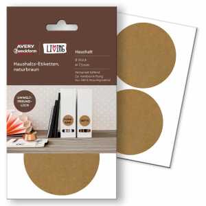 Haushaltsetiketten Ø 73mm naturbraun, handbeschriftbar 8 Etiketten