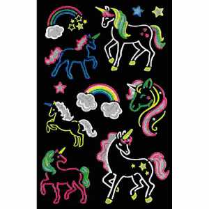 Line-Sticker Einhorn Neon Colourful, Rössler