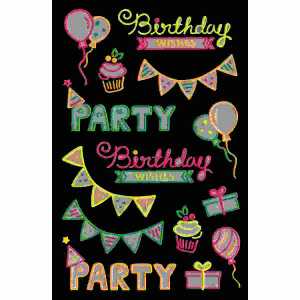 Line-Sticker Happy Birthday Neon Colourful, Rössler