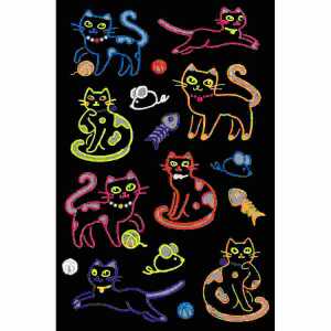 Line-Sticker Cats Neon Colourful, Rössler