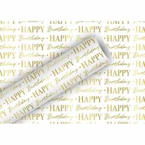 Geschenkpapier 70cmx1,5m Birthday gold-weiß