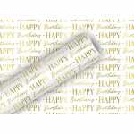 Geschenkpapier 70cmx1,5m Birthday gold-weiß