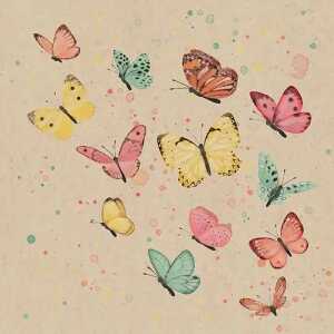 Servietten 33x33cm Natural Butterflies, 3-lagig, 20 Stück