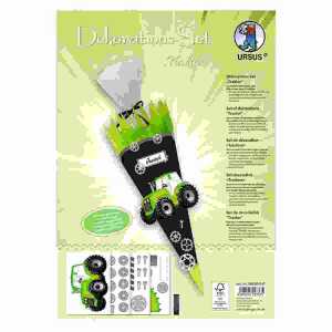 Dekorationsset Schultüte Traktor, 4 Bogen A4