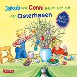 Jakob und Conni freuen sich auf den Osterhasen,