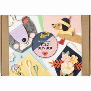 Bastelset Filz DIY-BOX Rainbow Edition 36teilig, 6x Filzwolle 5 g