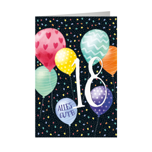 SKOR Glückwunschkarten Geburtstag " Zahl - 18 " sortiert 1St