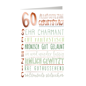 SKOR Glückwunschkarten Geburtstag " Zahl - 60 " sortiert 1St