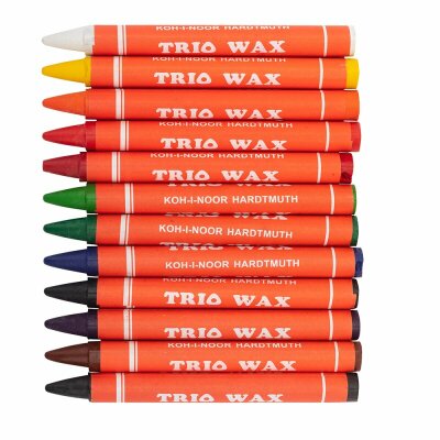 KOH Wachsmalstifte  " TRIO  WAX  " 8,2  mm x 90 mm, im 12er Pack