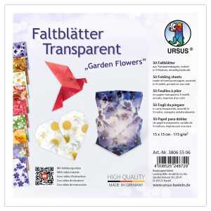 FALTBL.TRANSP. "GARDEN FLOWERS"115G,15x15CM,50BL