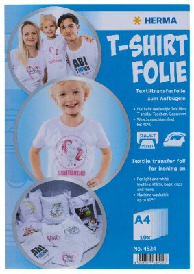 Herma T-Shirt Folie A4 für helle Textilien 10 Stück InkJet