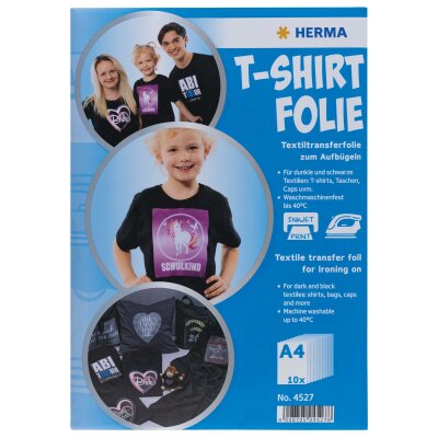 Herma T-Shirt Folie A4 für dunkle Textilien 10 Stück InkJet