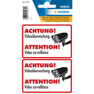 Hinweisetiketten -Videoüberwachung- 2 St.