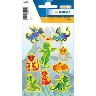 Herma Sticker MAGIC Drachen Neon 1 Bl