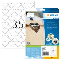 Herma PREMIUM ETIKETTEN HERZEN A4 10 35x35