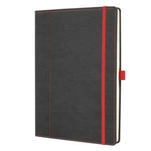 Notizbuch Conceptum - Leder-Optik punktkariert A4 grau/rot 194 Seiten