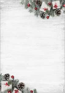 Weihnachts-Motiv-Papier Tannenzweige grün/rot/braun 90 g/m² A4 100 Bl