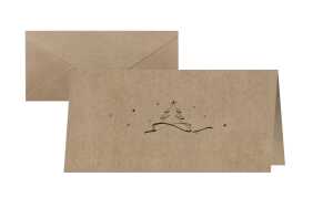 Weihnachts-Karten - Weihnachtsbaum braun - DL - 10 Karten + Umschläge