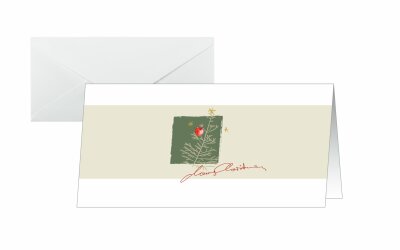 SIGEL DS072 Weihnachts-Karten - Weihnachtsbaum - weiß/beige/grün - DIN lang - 10 Karten + Umschläge - inkl. Umschläge