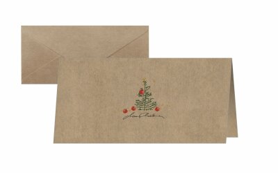 SIGEL DS074 Weihnachts-Karten - Weihnachtsbaum - braun/grün/rot - DIN lang - 10 Karten + Umschläge - inkl. Umschläge