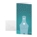 Weihnachts-Karten - Eisbär mit Kerze DIN lang - 10 Karten + Umschläge