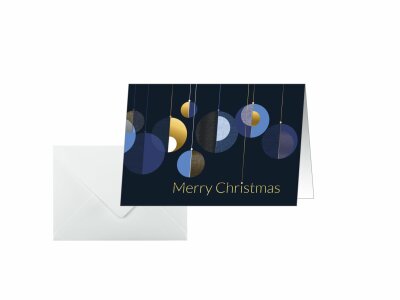 SIGEL DS088 Weihnachts-Karten - Weihnachtskugeln - blau/gold - A6 - 25 Karten + Umschläge - inkl. Umschläge