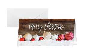 Weihnachts-Karten Weihnachtskugeln rot/weiß/braun DL 25 Karten +Umschl