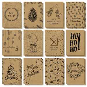 Weihnachts-Postkarten-Set - schwarz - A6 - 24 Karten
